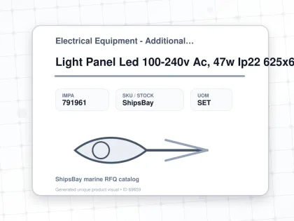 Light Panel Led 100-240v Ac, 47w Ip22 625x625mm Emc/iec - Electrical Equipment - Additional Items - IMPA 791961 - UOM SET