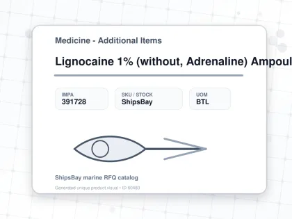 Lignocaine 1% (without, Adrenaline) Ampoule 5ml - Medicine - Additional Items - IMPA 391728 - UOM BTL