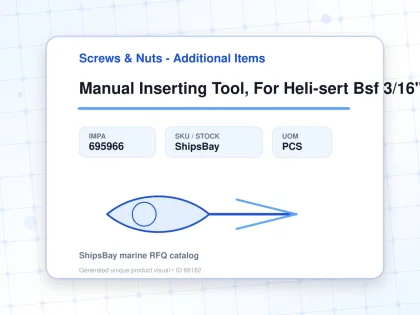 Manual Inserting Tool, For Heli-sert Bsf 3/16" - Screws & Nuts - Additional Items - IMPA 695966 - UOM PCS