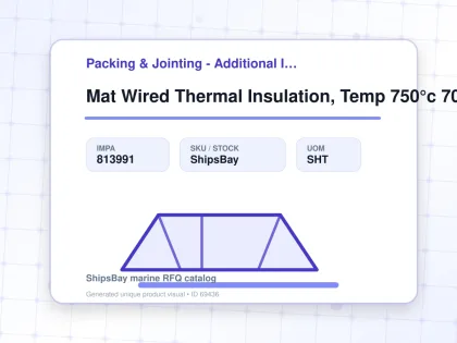 Mat Wired Thermal Insulation, Temp 750°c 70x500x3500mm - Packing & Jointing - Additional Items - IMPA 813991 - UOM SHT