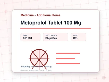 Metoprolol Tablet 100 Mg - Medicine - Additional Items - IMPA 391731 - UOM BTL