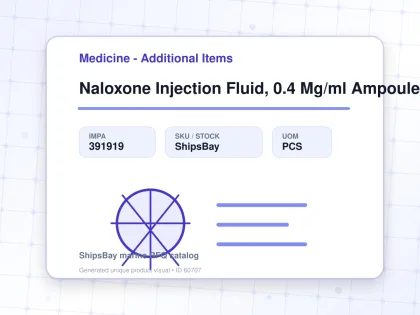 Naloxone Injection Fluid, 0.4 Mg/ml Ampoule - Medicine - Additional Items - IMPA 391919 - UOM PCS