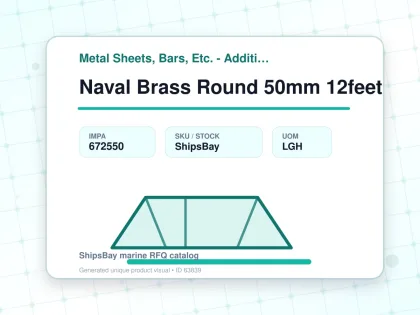 Naval Brass Round 50mm 12feet - Metal Sheets, Bars, Etc. - Additional Items - IMPA 672550 - UOM LGH