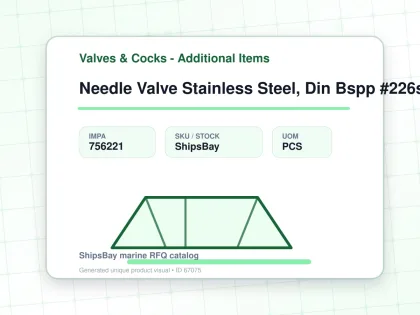 Needle Valve Stainless Steel, Din Bspp #226s 1/4" - Valves & Cocks - Additional Items - IMPA 756221 - UOM PCS