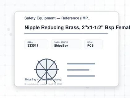 Nipple Reducing Brass, 2"x1-1/2" Bsp Female X Male - Safety Equipment — Reference (IMPA) - IMPA 333511 - UOM PCS