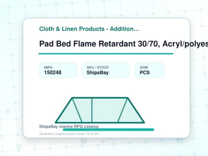 Pad Bed Flame Retardant 30/70, Acryl/polyester 1200x2000mm - Cloth & Linen Products - Additional Items - IMPA 150248 - UOM PCS