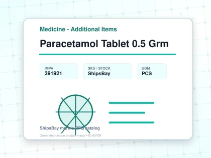 Paracetamol Tablet 0.5 Grm - Medicine - Additional Items - IMPA 391921 - UOM PCS