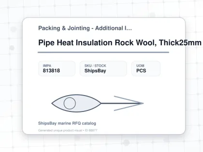 Pipe Heat Insulation Rock Wool, Thick25mm 80a X 1000mm - Packing & Jointing - Additional Items - IMPA 813818 - UOM PCS