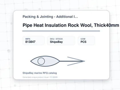 Pipe Heat Insulation Rock Wool, Thick40mm 125a X 1000mm - Packing & Jointing - Additional Items - IMPA 813847 - UOM PCS