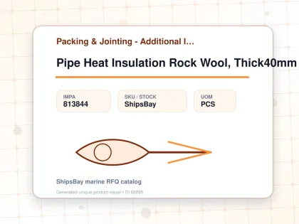 Pipe Heat Insulation Rock Wool, Thick40mm 65a X 1000mm - Packing & Jointing - Additional Items - IMPA 813844 - UOM PCS