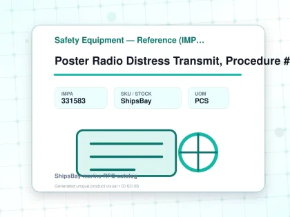 Poster Radio Distress Transmit, Procedure #1083w 475x330mm - Safety Equipment — Reference (IMPA) - IMPA 331583 - UOM PCS