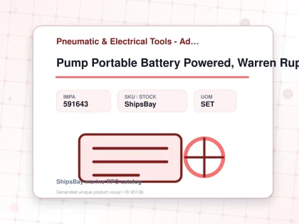 Pump Portable Battery Powered, Warren Rupp Spa1-1/2-e Npt - Pneumatic & Electrical Tools - Additional Items - IMPA 591643 - UOM SET