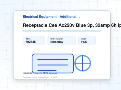 Receptacle Cee Ac220v Blue 3p, 32amp 6h Ip67 - Electrical Equipment - Additional Items - IMPA 792735 - UOM PCS