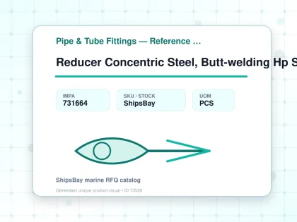 Reducer Concentric Steel, Butt-welding Hp Sch80 300x250a - Pipe & Tube Fittings — Reference (IMPA) - IMPA 731664 - UOM PCS