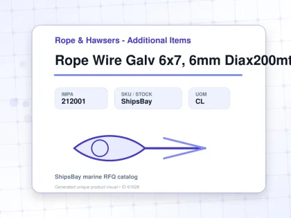 Rope Wire Galv 6x7, 6mm Diax200mtr - Rope & Hawsers - Additional Items - IMPA 212001 - UOM CL