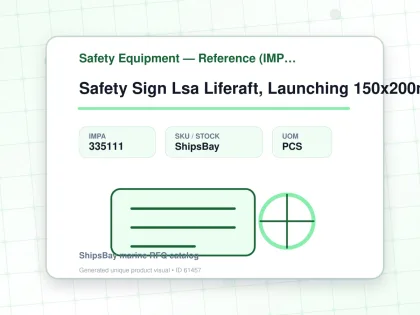 Safety Sign Lsa Liferaft, Launching 150x200mm - Safety Equipment — Reference (IMPA) - IMPA 335111 - UOM PCS