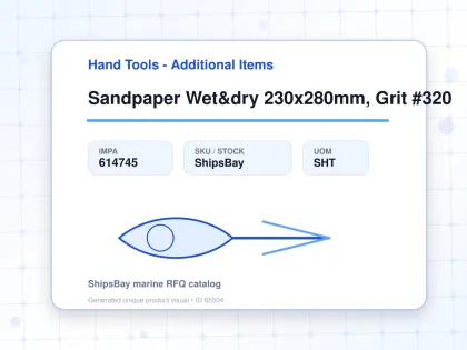 Sandpaper Wet&dry 230x280mm, Grit #320 - Hand Tools - Additional Items - IMPA 614745 - UOM SHT