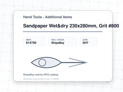 Sandpaper Wet&dry 230x280mm, Grit #800 - Hand Tools - Additional Items - IMPA 614750 - UOM SHT