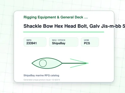 Shackle Bow Hex Head Bolt, Galv Jis-m-bb 50mm Swl 16ton - Rigging Equipment & General Deck Items - Additional Items - IMPA 233941 - UOM PCS