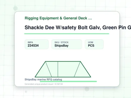 Shackle Dee W/safety Bolt Galv, Green Pin G-4153 75mm 85ton - Rigging Equipment & General Deck Items - Additional Items - IMPA 234534 - UOM PCS