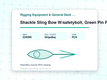 Shackle Sling Bow W/safetybolt, Green Pin P-6033 242mm 900ton - Rigging Equipment & General Deck Items - Additional Items - IMPA 234595 - UOM PCS