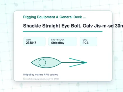 Shackle Straight Eye Bolt, Galv Jis-m-sd 30mm Swl 4.0ton - Rigging Equipment & General Deck Items - Additional Items - IMPA 233847 - UOM PCS