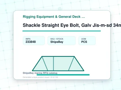 Shackle Straight Eye Bolt, Galv Jis-m-sd 34mm Swl 5.0ton - Rigging Equipment & General Deck Items - Additional Items - IMPA 233848 - UOM PCS