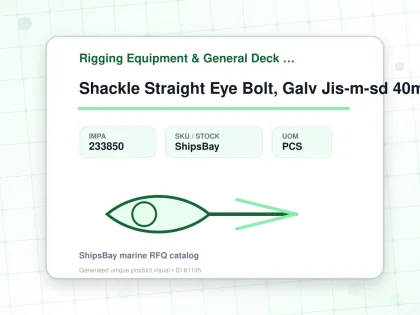 Shackle Straight Eye Bolt, Galv Jis-m-sd 40mm Swl 7.0ton - Rigging Equipment & General Deck Items - Additional Items - IMPA 233850 - UOM PCS