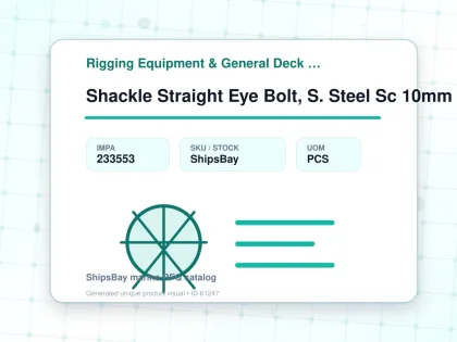 Shackle Straight Eye Bolt, S. Steel Sc 10mm Swl 0.6ton - Rigging Equipment & General Deck Items - Additional Items - IMPA 233553 - UOM PCS