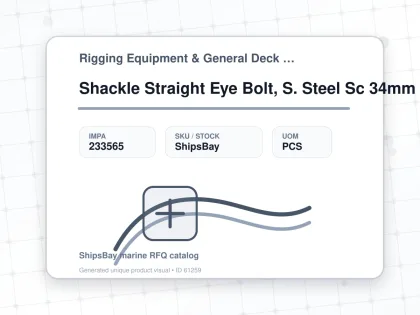 Shackle Straight Eye Bolt, S. Steel Sc 34mm Swl 7.0ton - Rigging Equipment & General Deck Items - Additional Items - IMPA 233565 - UOM PCS