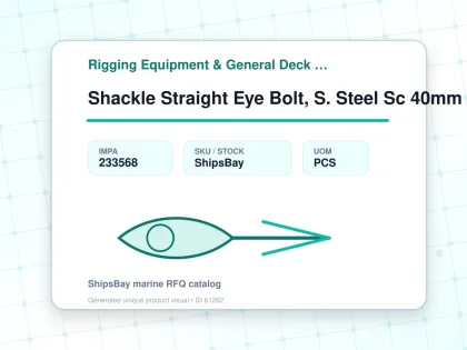 Shackle Straight Eye Bolt, S. Steel Sc 40mm Swl 10.0ton - Rigging Equipment & General Deck Items - Additional Items - IMPA 233568 - UOM PCS