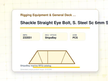 Shackle Straight Eye Bolt, S. Steel Sc 6mm Swl 0.2ton - Rigging Equipment & General Deck Items - Additional Items - IMPA 233551 - UOM PCS