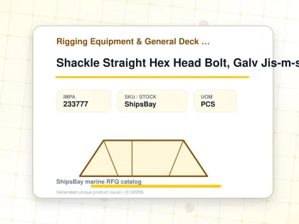 Shackle Straight Hex Head Bolt, Galv Jis-m-sb 42mm Swl 11ton - Rigging Equipment & General Deck Items - Additional Items - IMPA 233777 - UOM PCS