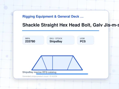 Shackle Straight Hex Head Bolt, Galv Jis-m-sb 48mm Swl 14ton - Rigging Equipment & General Deck Items - Additional Items - IMPA 233780 - UOM PCS