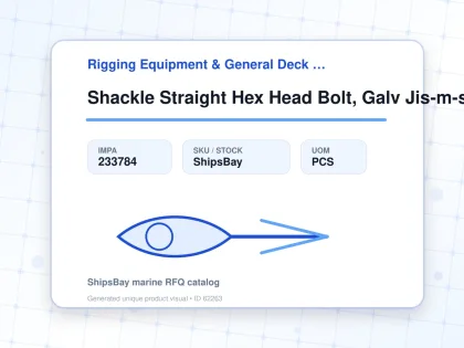Shackle Straight Hex Head Bolt, Galv Jis-m-sb 65mm Swl 25ton - Rigging Equipment & General Deck Items - Additional Items - IMPA 233784 - UOM PCS