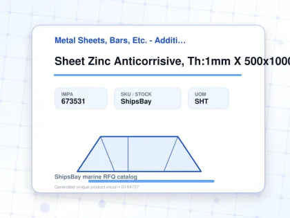 Sheet Zinc Anticorrisive, Th:1mm X 500x1000mm - Metal Sheets, Bars, Etc. - Additional Items - IMPA 673531 - UOM SHT