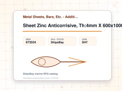 Sheet Zinc Anticorrisive, Th:4mm X 600x1000mm - Metal Sheets, Bars, Etc. - Additional Items - IMPA 673534 - UOM SHT