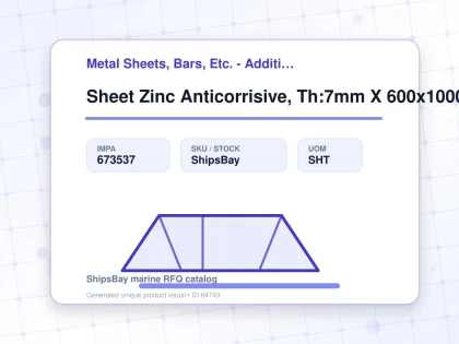 Sheet Zinc Anticorrisive, Th:7mm X 600x1000mm - Metal Sheets, Bars, Etc. - Additional Items - IMPA 673537 - UOM SHT