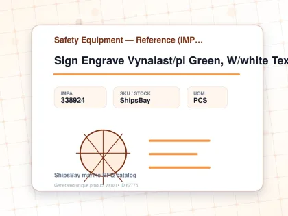 Sign Engrave Vynalast/pl Green, W/white Text Provide Text&size - Safety Equipment — Reference (IMPA) - IMPA 338924 - UOM PCS
