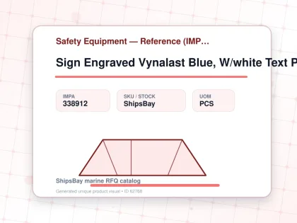 Sign Engraved Vynalast Blue, W/white Text Provide Text&size - Safety Equipment — Reference (IMPA) - IMPA 338912 - UOM PCS