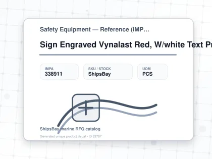 Sign Engraved Vynalast Red, W/white Text Provide Text&size - Safety Equipment — Reference (IMPA) - IMPA 338911 - UOM PCS