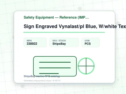 Sign Engraved Vynalast/pl Blue, W/white Text Provide Text&size - Safety Equipment — Reference (IMPA) - IMPA 338922 - UOM PCS