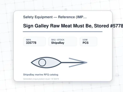 Sign Galley Raw Meat Must Be, Stored #5778gg 100x100mm - Safety Equipment — Reference (IMPA) - IMPA 335778 - UOM PCS