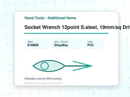 Socket Wrench 12point S.steel, 19mm/sq Drivex22mm - Hand Tools - Additional Items - IMPA 616869 - UOM PCS