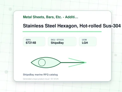 Stainless Steel Hexagon, Hot-rolled Sus-304 19mm 12feet - Metal Sheets, Bars, Etc. - Additional Items - IMPA 672148 - UOM LGH