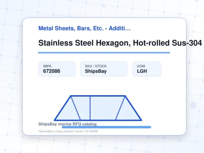 Stainless Steel Hexagon, Hot-rolled Sus-304 19mm 3mtr - Metal Sheets, Bars, Etc. - Additional Items - IMPA 672086 - UOM LGH