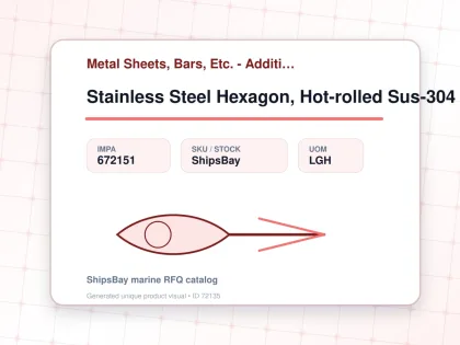 Stainless Steel Hexagon, Hot-rolled Sus-304 26mm 12feet - Metal Sheets, Bars, Etc. - Additional Items - IMPA 672151 - UOM LGH