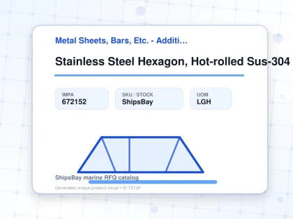 Stainless Steel Hexagon, Hot-rolled Sus-304 29mm 12feet - Metal Sheets, Bars, Etc. - Additional Items - IMPA 672152 - UOM LGH