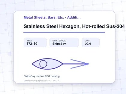 Stainless Steel Hexagon, Hot-rolled Sus-304 58mm 12feet - Metal Sheets, Bars, Etc. - Additional Items - IMPA 672160 - UOM LGH