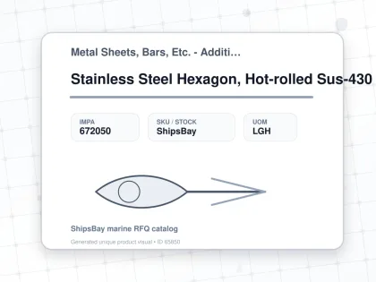 Stainless Steel Hexagon, Hot-rolled Sus-430 29mm 3mtr - Metal Sheets, Bars, Etc. - Additional Items - IMPA 672050 - UOM LGH